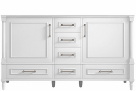 Atlanta 59.5 inch Double Bathroom Vanity in White- Cabinet Only