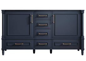 Atlanta 59.5 inch Double Bathroom Vanity in Navy- Cabinet Only