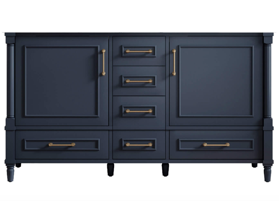 Atlanta 59.5 inch Double Bathroom Vanity in Navy- Cabinet Only