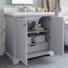 Load image into Gallery viewer, 36" Portage Peak Vanity in Gray with White Quartz Top Renovate for Less Outlet