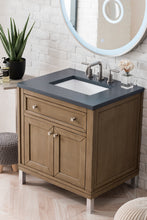 Load image into Gallery viewer, Chicago 30&quot; Single Vanity, Whitewashed Walnut w/ 3 CM Charcoal Soapstone Quartz Top