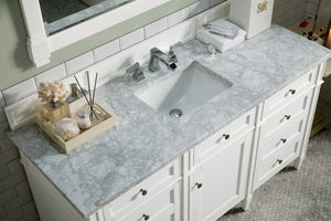 Bathroom Vanities Outlet Atlanta Renovate for LessBrittany 60" Bright White Single Vanity w/ 3 CM Carrara Marble Top