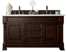 Load image into Gallery viewer, Brookfield 60&quot; Double Vanity, Burnished Mahogany w/ 3 CM Carrara Marble Top