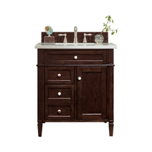 Load image into Gallery viewer, Brittany 30&quot; Single Vanity, Burnished Mahogany w/ 3 CM Carrara Marble Top