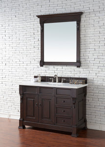 Brookfield 48" Burnished Mahogany Single Vanity  w/ 3 CM Classic White Quartz Top James Martin