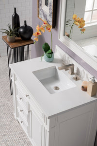 Bristol 36" Single Vanity, Bright White, w/ 3 CM Classic White Quartz Top James Martin