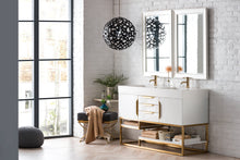 Load image into Gallery viewer, Columbia 59&quot; Double Vanity, Glossy White, Radiant Gold w/ Glossy White Composite Top