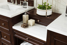 Load image into Gallery viewer, Bathroom Vanities Outlet Atlanta Renovate for LessDe Soto 82&quot; Double Vanity Set, Burnished Mahogany w/ Makeup Table, 3 CM Arctic Fall Solid Surface Top