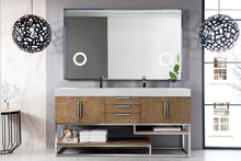 Load image into Gallery viewer, Columbia 72&quot; Double Vanity, Latte Oak w/ Glossy White Composite Top
