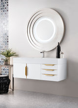 Load image into Gallery viewer, Mercer Island 48&quot; Single Vanity, Glossy White, Radiant Gold w/ Glossy White Composite Top