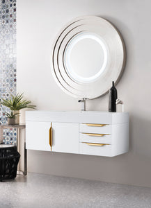 Mercer Island 48" Single Vanity, Glossy White, Radiant Gold w/ Glossy White Composite Top