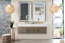 Load image into Gallery viewer, Mercer Island 59&quot; Double Vanity, Ash Gray, Radiant Gold w/ Glossy White Composite Top