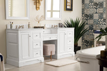Load image into Gallery viewer, De Soto 82&quot; Double Vanity Set, Bright White w/ Makeup Table, 3 CM Arctic Fall Solid Surface Top