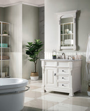 Load image into Gallery viewer, Brookfield 36&quot; Single Vanity, Bright White w/ 3 CM Carrara Marble Top