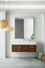 Load image into Gallery viewer, Mercer Island 48&quot; Single Vanity, Coffee Oak, Radiant Gold w/ Glossy White Composite Top