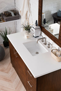 Metropolitan 48" Single Vanity, American Walnut, w/ 3 CM White Zeus Quartz Top