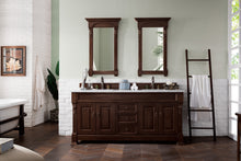 Load image into Gallery viewer, Brookfield 72&quot; Double Vanity, Burnished Mahogany w/ 3 CM Carrara Marble Top