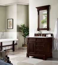 Load image into Gallery viewer, Brookfield 36&quot; Single Vanity, Burnished Mahogany w/ 3 CM Carrara Marble Top