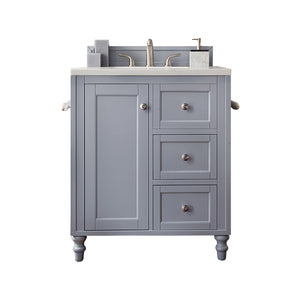 Copper Cove Encore 30" Single Vanity, Silver Gray w/ 3 CM Arctic Fall Solid Surface Top