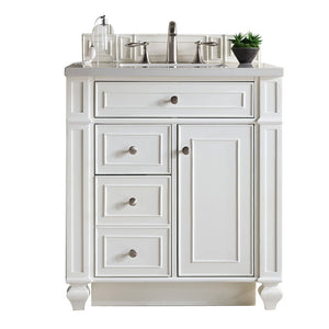 Bristol 30" Single Vanity, Bright White, w/ 3 CM Classic White Quartz Top James Martin