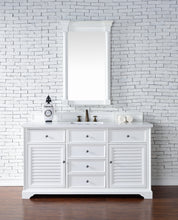 Load image into Gallery viewer, Savannah 60&quot; Single Vanity Cabinet, Bright White, w/ 3 CM White Zeus Quartz Top