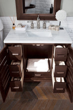 Load image into Gallery viewer, Bathroom Vanities Outlet Atlanta Renovate for LessPortland 36&quot; Single Vanity, Burnished Mahogany w/ 3 CM Arctic Fall Solid Surface Top
