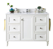 Load image into Gallery viewer, Copper Cove Encore 48&quot; Single Vanity, Bright White w/ 3 CM Arctic Fall Solid Surface Top