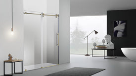 Sofi 60 in. x 79 in. Frameless Rolling Shower Door in Champaign Gold