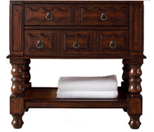 Load image into Gallery viewer, Castilian 36&quot; Aged Cognac Single Vanity w/ 3 CM Arctic Fall Solid Surface Top