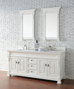 Brookfield 72" Double Vanity, Bright White w/ 3 CM Classic White Quartz Top