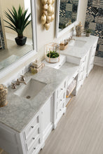 Load image into Gallery viewer, Bathroom Vanities Outlet Atlanta Renovate for LessDe Soto 118&quot; Double Vanity Set, Bright White w/ Makeup Table, 3 CM Carrara Marble Top