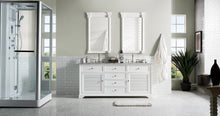 Load image into Gallery viewer, Savannah 72&quot; Bright White Double Vanity w/ 3 CM Carrara Marble Top James Martin