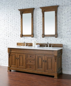 Brookfield 72" Double Vanity, Country Oak w/ 3 CM White Zeus Quartz Top