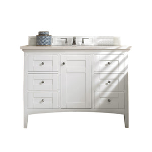 Palisades 48" Single Vanity, Bright  White, w/ 3 CM White Zeus Quartz Top