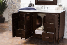 Load image into Gallery viewer, Portland 48&quot; Single Vanity, Burnished Mahogany w/ 3 CM Carrara Marble Top