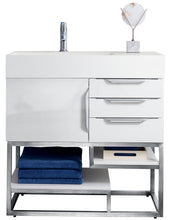 Load image into Gallery viewer, Columbia 36&quot; Single Vanity, Glossy White w/ Glossy White Composite Top