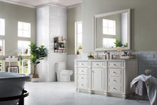 Load image into Gallery viewer, Bristol 60&quot; Single Vanity, Bright White, w/ 3 CM Arctic Fall Solid Surface Top