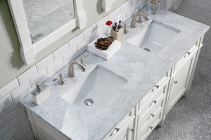 Bathroom Vanities Outlet Atlanta Renovate for LessBrittany 60" Bright White Double Vanity w/ 3 CM Carrara Marble Top