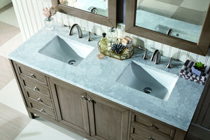 Bathroom Vanities Outlet Atlanta Renovate for LessChicago 60" Double Vanity, Whitewashed Walnut w/ 3 CM Carrara Marble Top