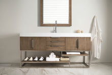 Load image into Gallery viewer, Columbia 72&quot; Single Vanity, Latte Oak w/ Glossy White Composite Top