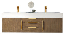 Load image into Gallery viewer, Mercer Island 59&quot; Double Vanity, Latte Oak, Radiant Gold w/ Glossy White Composite Top