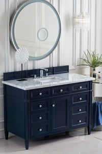 Brittany 48" Victory Blue Single Vanity w/ 3 CM Carrara Marble Top