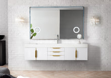 Load image into Gallery viewer, Mercer Island 72&quot; Single Vanity, Glossy White, Radiant Gold w/ Glossy White Composite Top
