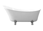 30.6 x 29 x 69 in. Pearl Freestanding Acrylic Tub in Glossy White with Chrome & White Drain Feet
