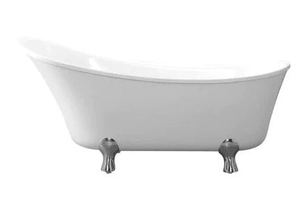 30.6 x 29 x 69 in. Pearl Freestanding Acrylic Tub in Glossy White with Chrome & White Drain Feet