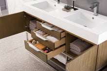 Load image into Gallery viewer, Columbia 59&quot; Double Vanity, Latte Oak w/ Glossy White Composite Top