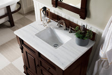 Load image into Gallery viewer, Brookfield 36&quot; Single Vanity, Burnished Mahogany w/ 3 CM Arctic Fall Solid Surface Top