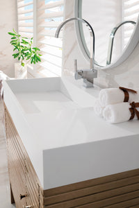 Bathroom Vanities Outlet Atlanta Renovate for LessLinear 36" Single Vanity Whitewashed Walnut w/ Glossy White Composite Top