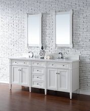 Load image into Gallery viewer, Brittany 72&quot; Bright White Double Vanity w/ 3 CM White Zeus Quartz Top
