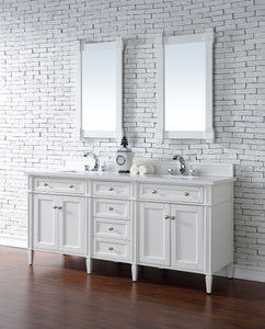 Brittany 72" Bright White Double Vanity w/ 3 CM White Zeus Quartz Top